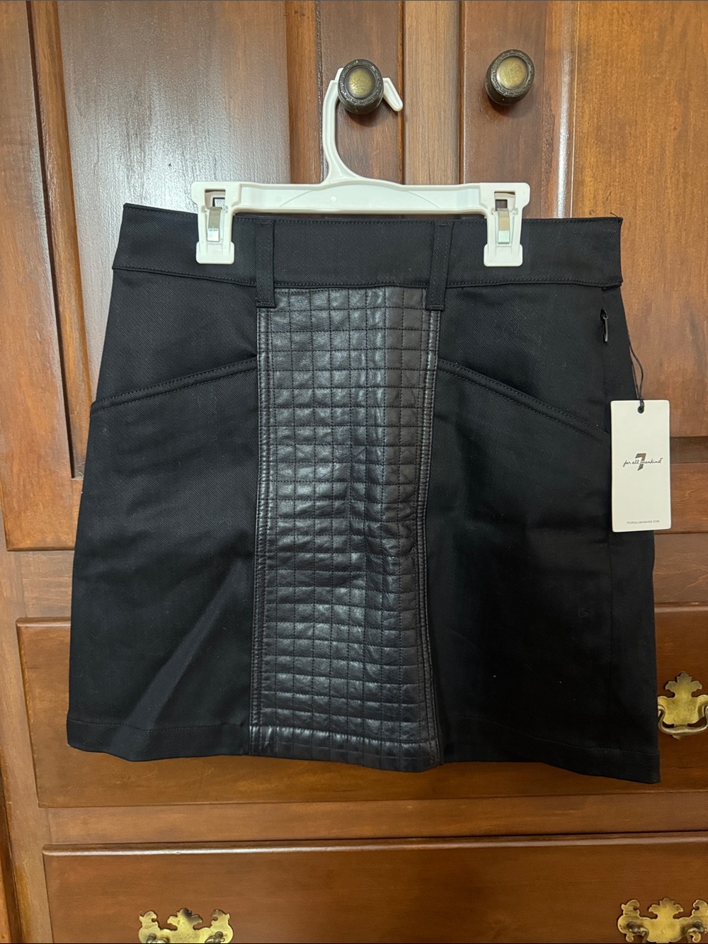 Black Quilted Faux-Leather Panel Mini Skirt